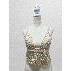 Recycled Threads Handmade Cream Crochet Bralette (NWT)